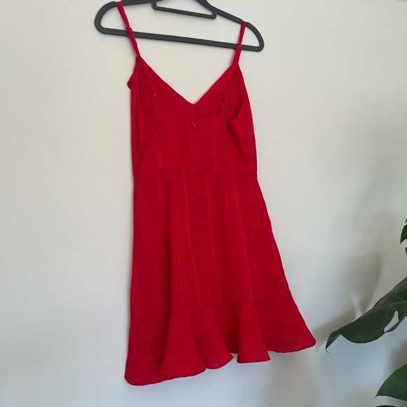Ruffle Chiffon holiday Mini Red Dress Size XS - Picture 4 of 8